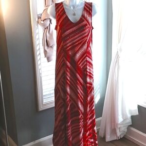 Susan Graver Maxi Dress. New WO Tags XS.Sleeveless,snap Slit from Floor To Thigh